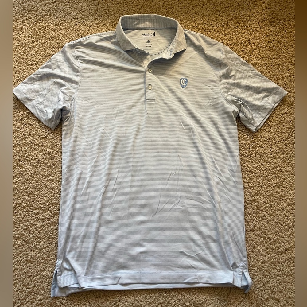 johnnie-O Blue Striped Performance Polo Shirt